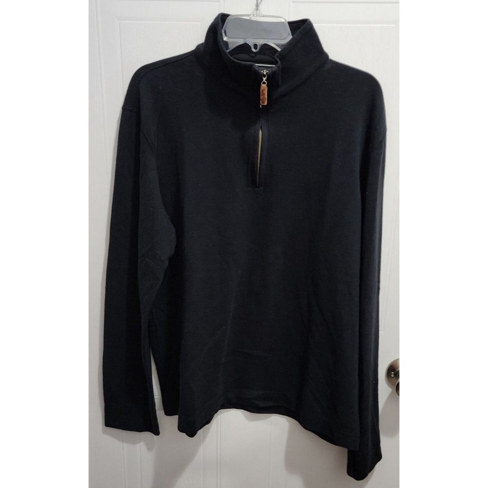 Banana‎ Republic Black 1/4 Zip Pull Over Long Sleeve Sweater Size XL 94% Cotton